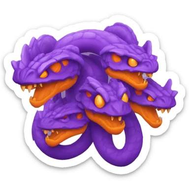 purple and orange hydra with 3 heads sticker