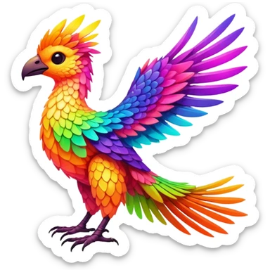 Exotic vibrant lush warm-colored neon-colored Fakémon-Trico-creature sticker