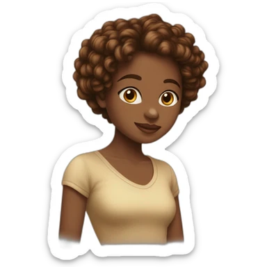 Fille métisse avec les cheveux marrons bouclés long sticker