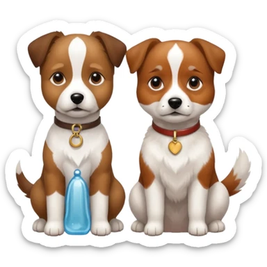 shizu-puddle mix dog sitting next to jack rassel dog sticker