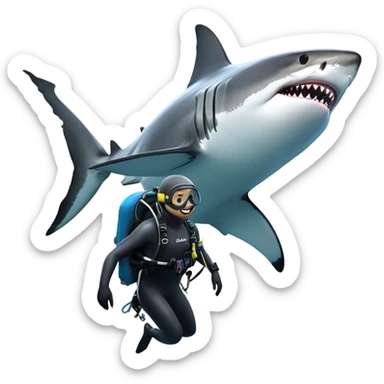 free diving with a great white shark sticker