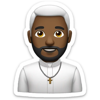 sacerdote con barba con  piel blanca con traje negro y crucifijo en la mano sticker