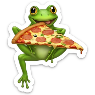 frog eating pizza sticker