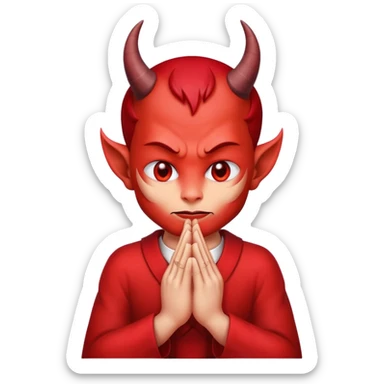 devil making prayer hands sticker