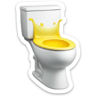 A toilet full of a yellow liquid   sticker