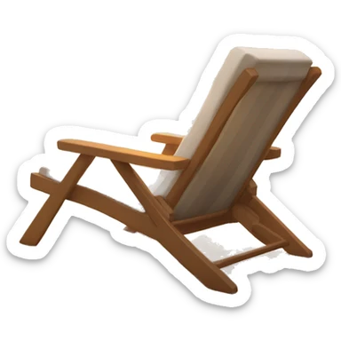 A calm beach scene with gentle waves, a comfortable lounge chair, and the warm glow of the sunse sticker