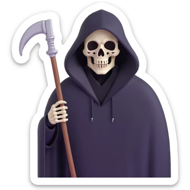 hooded grim reaper with skeletal face sticker