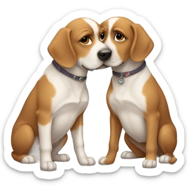 Two dogs kissing each other sticker