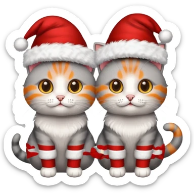 grey cats with Christmas hats sticker