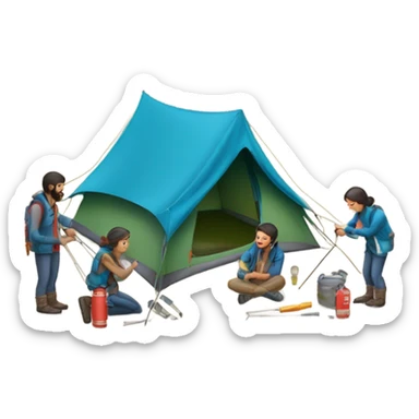 pitching a tent sticker