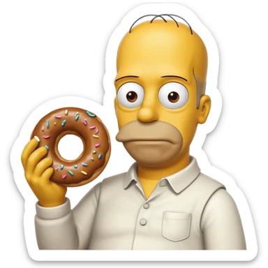 hommer simpson holding donut sticker