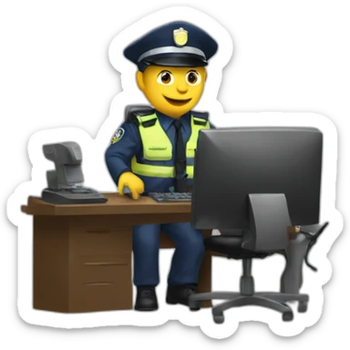 policemen-playing-computer sticker