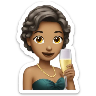 A girl with champagne  sticker