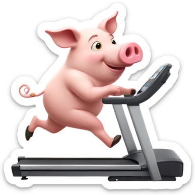 Pig running on a treadmill  sticker