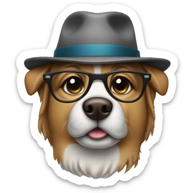 Dog with hat and glasses sticker