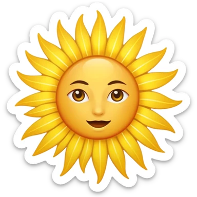A large, bright sun, with an intense yellow center and golden rays surrounding it, illuminated and vibrant. Take your eyes and mouth away.Faceless  sticker