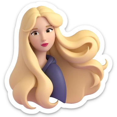 woman with long blonde hair, close-up, only head, same angle as reference photo sticker