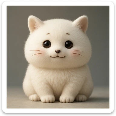 Create a photorealistic image of the chiikawa character in a sitting pose with soft lighting and a minimal background. Maintain the photorealistic style and subtle details. sticker