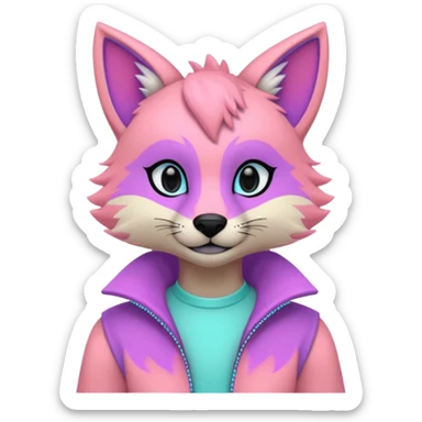 Edgy colorful smooth soft pastel neon modern anthro furry by Falvie, LiLaiRa, AngieWolf sticker