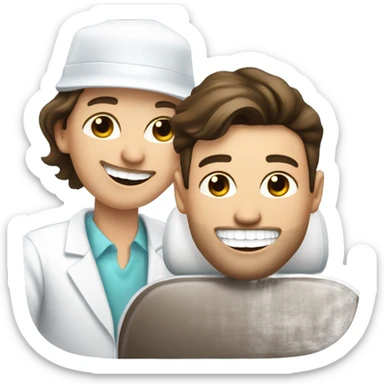 Brunette man with hat getting veneers  sticker