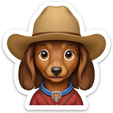 long hair daschund with a cowboy hat sticker