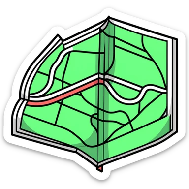 Folded map icon with subtle relationship paths drawn across it, symbolizing personal exploration of love and attraction patterns sticker