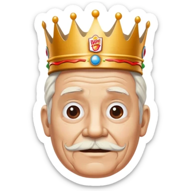 White old man with a Burger King crown on  sticker