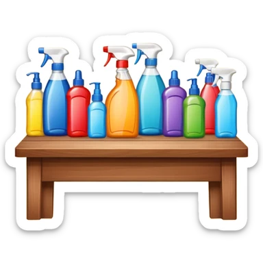 cleaning products on a table sticker
