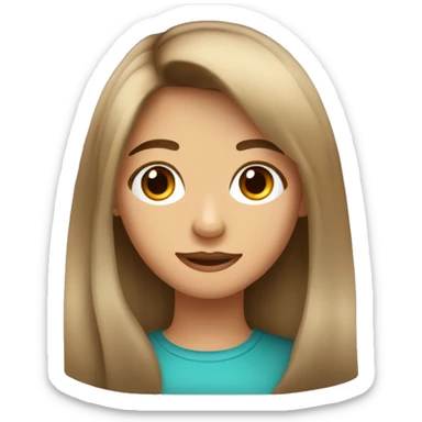 Una adolescente con ojos café claro, cabello marrón claro y con flequillo sticker