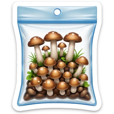 Mini mushrooms in a ziploc bag sticker