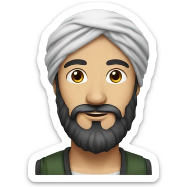 muslim white man wearing turban with black beard sticker