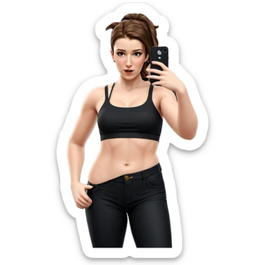 brown haired girl selfie sticker