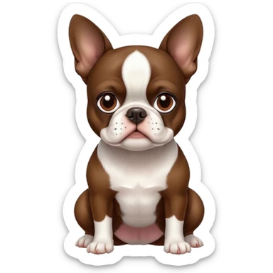 Brown & white Boston terrier sticker