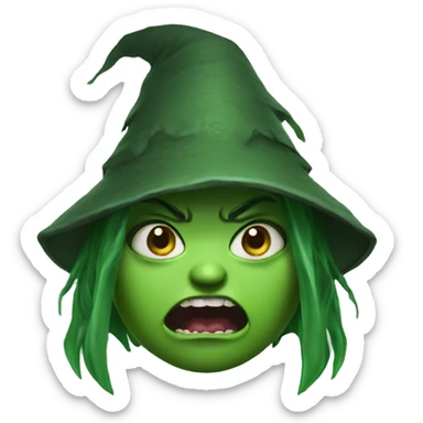 angry green witch from Dungeons & Dragons super realistic sticker