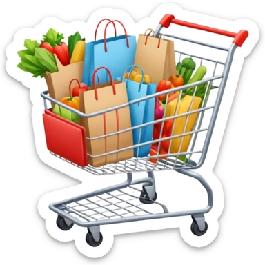 einkaufstüten im einkaufswagen sticker