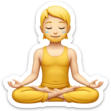 yellow emoji in lotus pose, meditating, calm face sticker