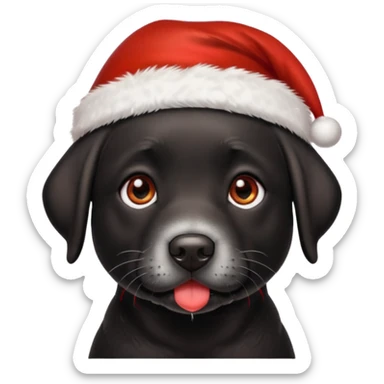 A cute, all-black Labrador Retriever, about 2 years old, wearing a Santa hat. (I need English) sticker