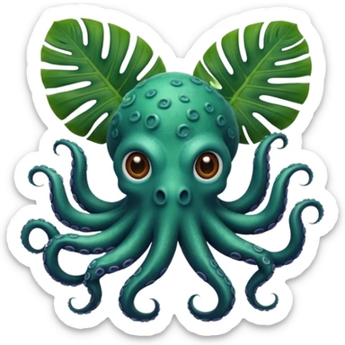 Octopus with monstera plants  sticker
