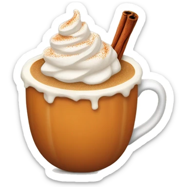 Pumpkin Spice Latte: A warm cup with whipped cream, a sprinkle of cinnamon, and a cinnamon stick on top. sticker