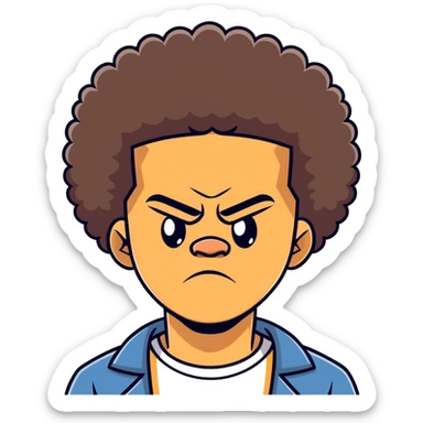 Light skin Afro grumpy man sticker