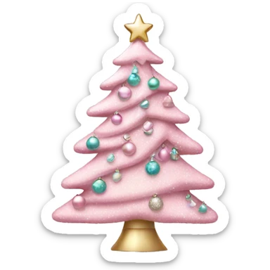 Pastel pink decorated Christmas tree sticker