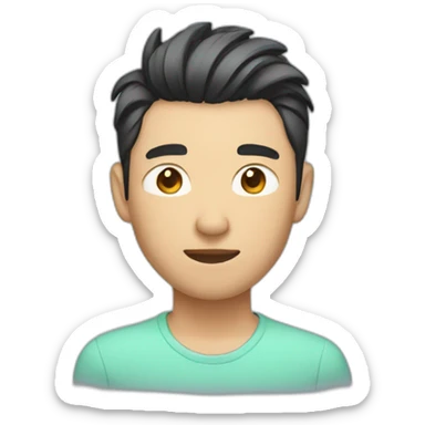 asian male with flow haircut sticker