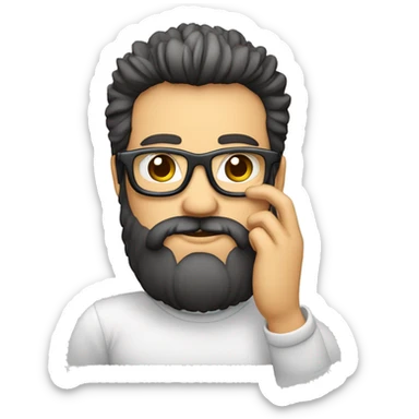 Adulto de poco pelo barba y gafas con un celular en la mano sticker