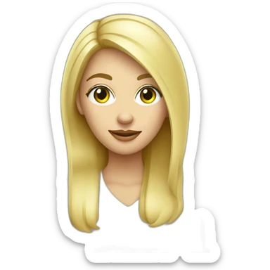 Mujer rubia ojos verdes sin lentes con celular marketer sticker