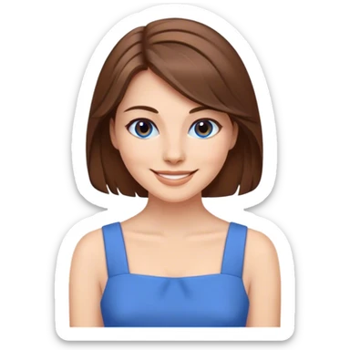 Cinematic Radiant Belle Portrait Emoji, rendered in a realistic, vector style with clean proportions. Show Belle with a warm, welcoming smile, delicate fair skin, and elegantly styled brown hair, wearing her timeless blue dress. The image radiates a soft, enchanting glow, high shine, and is enhanced by a soft glowing outline that accentuates her gentle charm. sticker