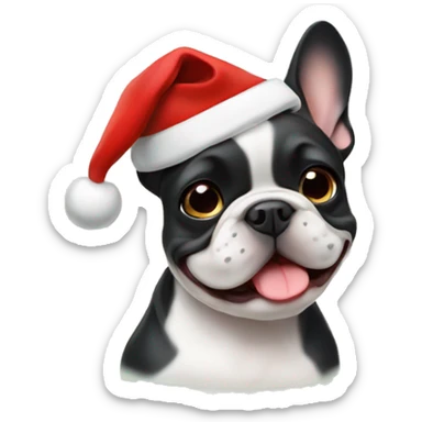 Cute frenchie dog w christmas hat sticker