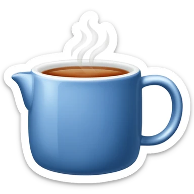 visibly steaming plain blue mug of tea sticker