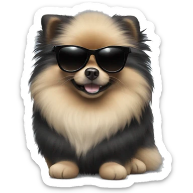 Black pomeranian with sunglasses sticker