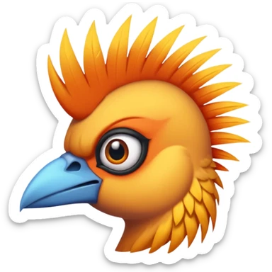 bird with piercings  and mohawk single vibrant colour  two eyes sticker