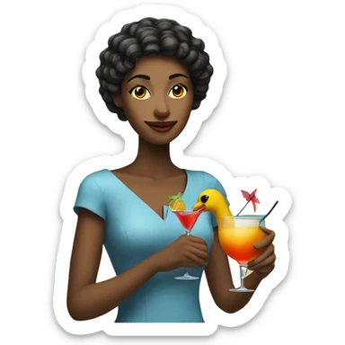 A girl with her cocktail bird sticker